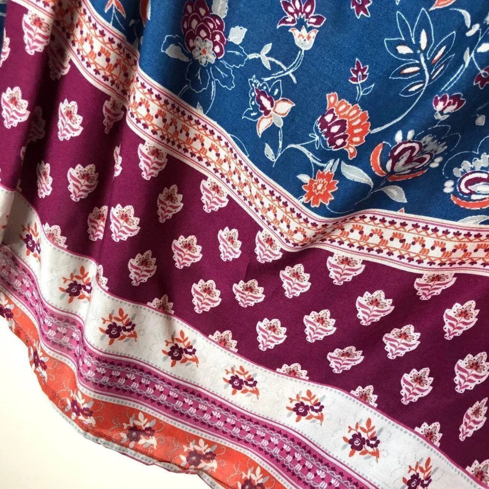 BeachLunchLounge Floral Off Shoulder Top Blue S - Picture 4 of 7